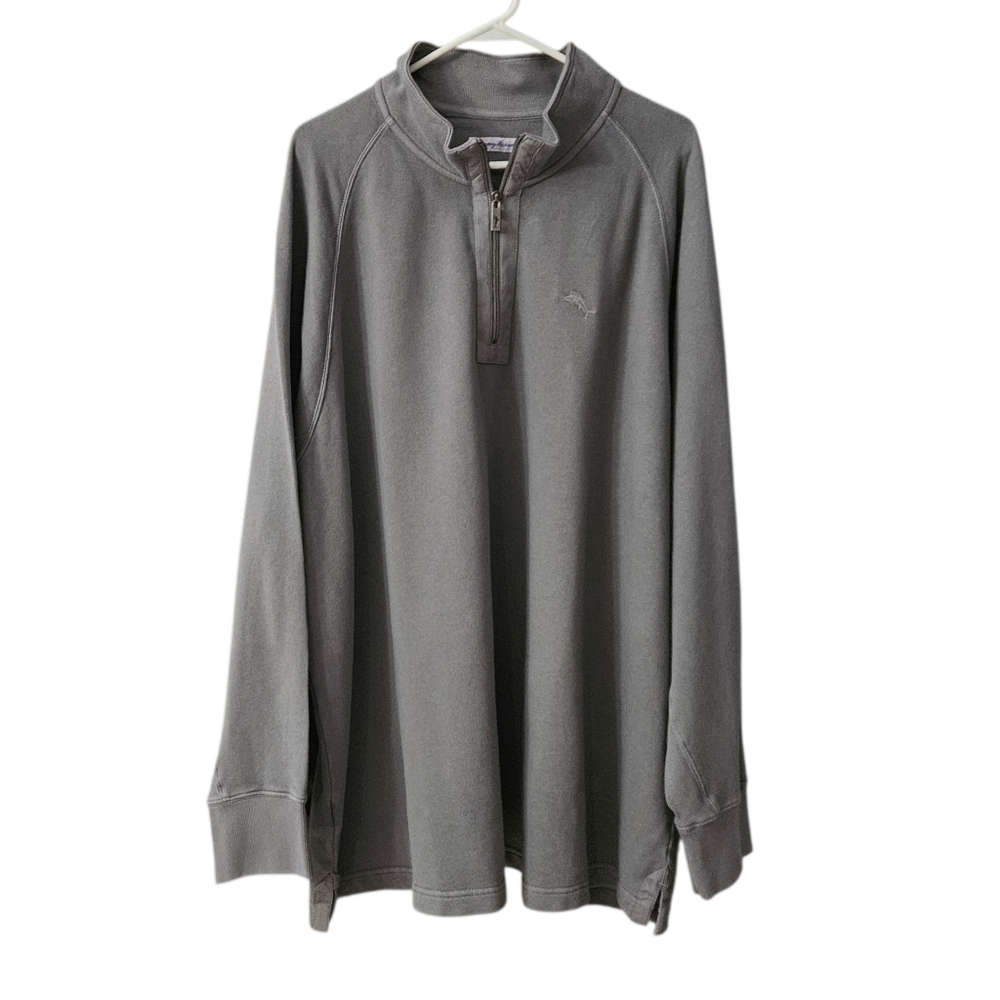 Tommy Bahama Sunray Cove Half Zip Pullover NEW Men 3XLB Carbon Grey Cotton